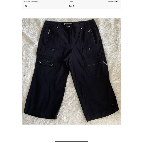 Jamie Sadock Womans Size 12 Black Capri Cargo Pants/Shorts Golf Tennis - Picture 1 of 9
